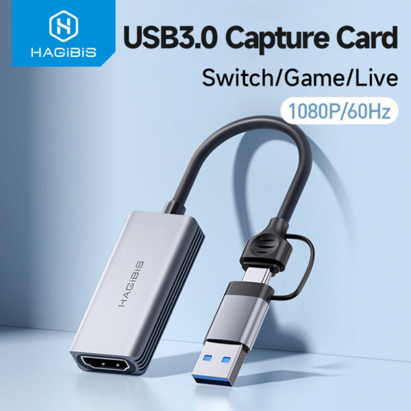 deb131348d444a8a Hagibis USB 3.0 Video Capture Card HDMI-compatible to USB/Type-c Game Grabber Record ms2130 for Switch Xbox PS4/5 Live Broadcast