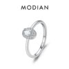dedf9947ed48be3d MODIAN Real 925 Sterling Silver Classic Elegant Oval Rainbow Colorful Zirconia Ring For Women Wedding Engagement Fine Jewelry