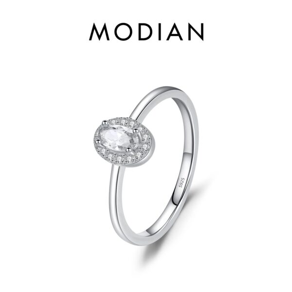 dedf9947ed48be3d MODIAN Real 925 Sterling Silver Classic Elegant Oval Rainbow Colorful Zirconia Ring For Women Wedding Engagement Fine Jewelry