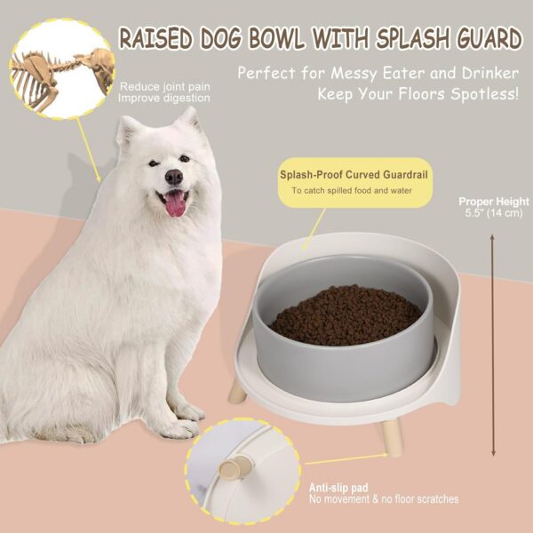 def0c2f2c0c5bb00 Cat Food Water Bowl Set - Raised Cat Bowls with Non Slip Stand - Elevated Puppy Bowls for Small Dogs - Double Ceramic Cat Feeding Bowls with Splash Proof Guard - Tall Cat Dishes - 2 x 480 ML - 16.2 OZ