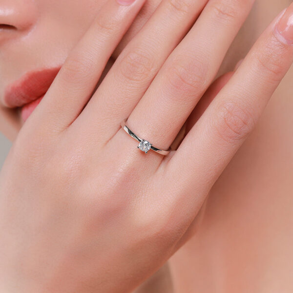 Modian Sterling Sier 10 Hearts Clear CZ Simulated Diamond Simple Wedding Bands Ring For Women Statement Engagement Jewelry