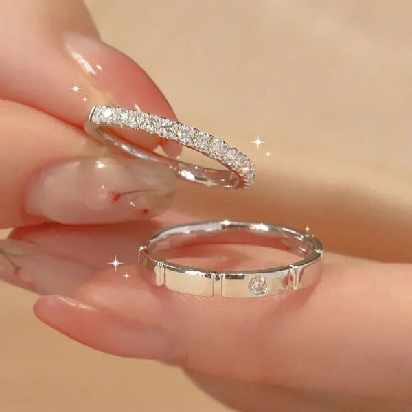 def9685b936a9a3e 3mm/1.5mm Full Moissanite Diamond Couple Rings Set Sterling Sier Promise Propose Ring Wedding eternity Band for Women Men