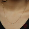 defb290c3a492e2c JKeli 100% S Sterling Round Zircon Bead for Women Gold Sier Color Korea Clavicle Chain Necklace Trendy Jewe