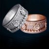 df0ed54706fc761b Handmade Diamond Ornate Geometric 3D Band Gear Spinner Rings Rotating Mechanical Decompression Anxiety Ring for Women Men