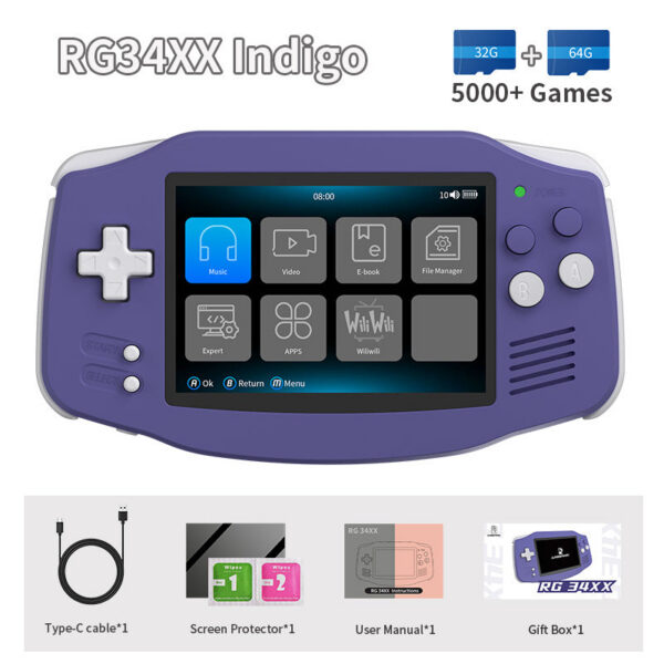 df2232f5fb183907 ANBERNIC RG34XX Retro Video Handheld Game Console 3.4" IPS Screen 32G ux 64-bit System Support 5G WiFi Bluetooth HD TV Output