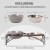 df23db6eb49ce0b0 FOREYY Elevated Cat Bowls with 2 Ceramic Bowls and 2 Stainless Steel Bowls,Raised Cat Food Water Bowl with Iron Stand,Porcelain Pet Dishes for Cats and Small Dogs,16 Ounces,Dishwasher Safe(Gray)