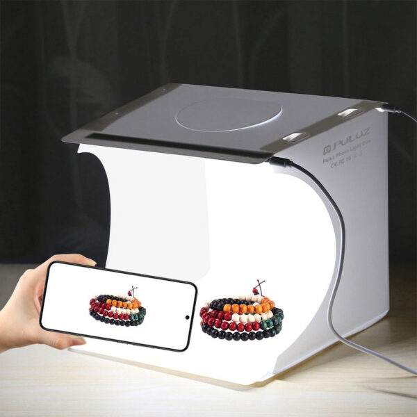 df2bb9d941310589 PULUZ 20cm Mini 2 LED Panels Folding Portable 1100LM Light Photo Lighting Studio Shooting Tent Box Kit with 6 Colors Backdrops