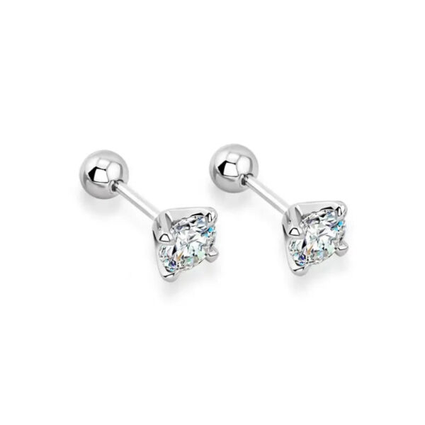 ) 925 Sterling Silver 0.3-1 Carat * 2 Moissanite Four-Claw Screw Earrings Fashion Casual High-End Design Sense Niche Lady