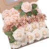 YYHUAWU Artificial Flowers Combo Box Set Gradient Color Flower Leaf with Stems for DIY Wedding Bouquets Centerpieces Baby Shower Party Home Decorations Peach
