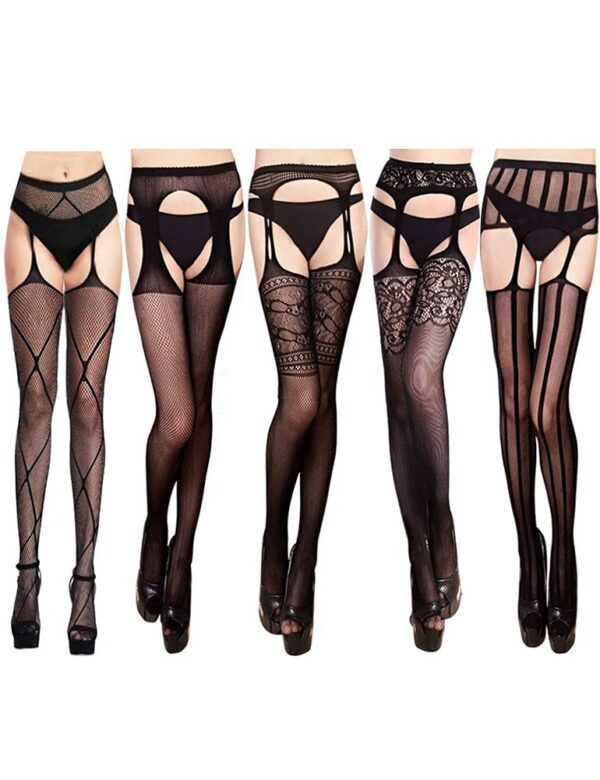 VERO MONTE Women Patterned Fishnet Tights Black Fishnets Net Stockings Pantyhose