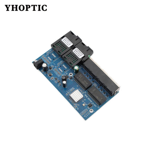 df8b4803a9ea1539 Gigabit Fast Ethernet Switch Fiber Reverse POE Singlemode 2FiberOptic Ports and 4 RJ45 ports Optical Media Converter PCBA
