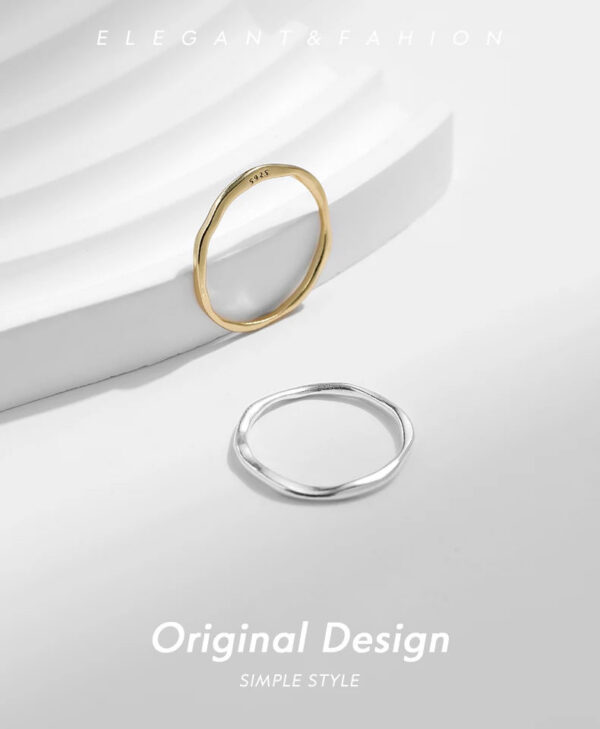MODIAN 925 Sterling Silver Simple Geometric Line Twisted Ring Trendy Stackable Gold Color Fine Jewelry For Women Party Gifts