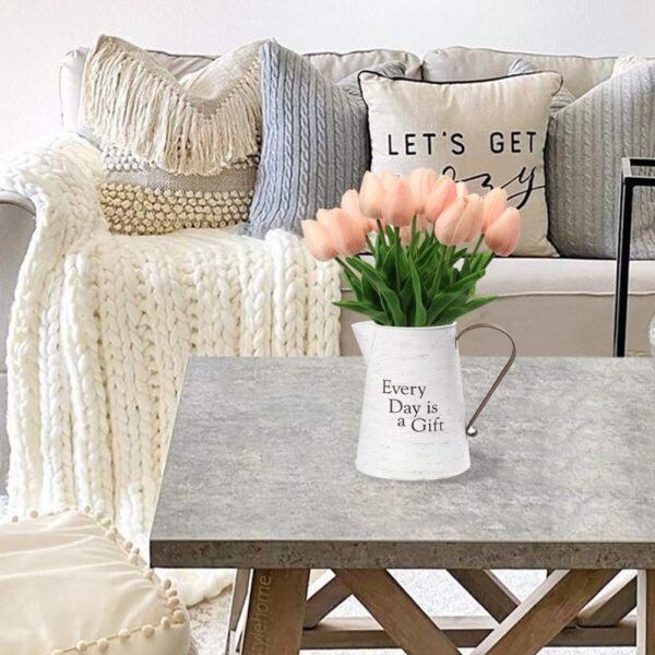 10 Pcs Orange Tulips Artificial Flowers Real Touch Fake Tulips Fake Flowers for Decoration 13.5" Faux Tulips Faux Flowers Bulk Artificial Tulips Flowers for Vase Centerpieces Home Wedding Bouquet