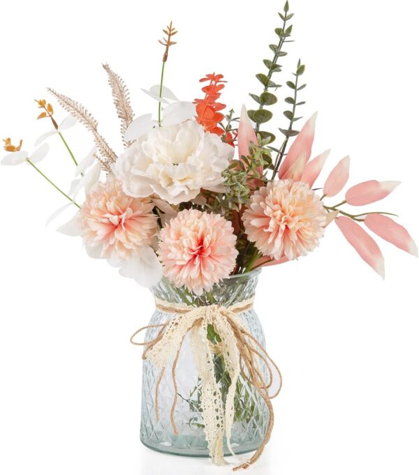 dfc204622b9317c8 CEWOR Artificial Flowers with Vase Faux Flowers in Vase Fake Flowers Bouquet for Table Centerpiece Decorations Home Kitchen Decor