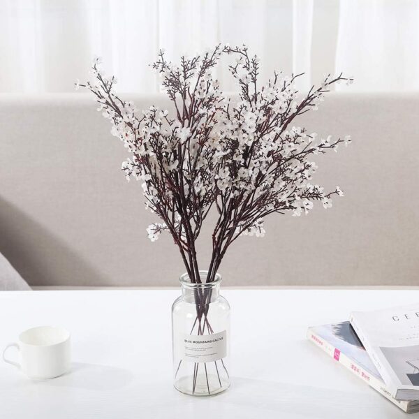dfd888d34cd8c9f4 Momkids 6 Pcs Babys Breath Bulk Artificial Faux Silk Flower Gypsophila Bouquet Winter Real Touch Fake Floral for Office Kitchen Wedding Restaurant Centerpieces Christmas Party Decor (White)