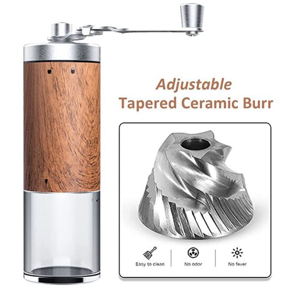 Bean Portable Wood Grain Stainless Steel Crank Hand Coffee Kitchen Tool Grinder