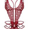 Donnalla Women's Deep V Lace Teddy One Piece Cutout Strappy Lingerie