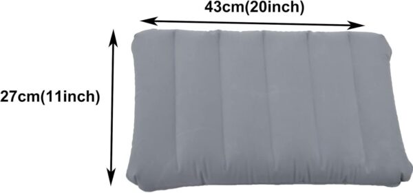 2 Pack Gray Ultralight Inflatable Pillow Small Squared Flocked Fabric Air Pillow for Beach Hiking,Camping,Traveling,Napping,Desk Rest,Neck &Lumbar Support
