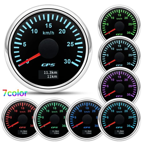 dff12dceec8a52ac HD 52MM GPS Speedometer 30/60/80/120/200 Km/h Boat Car Truck Speed Gauge Meter 7 Color Backlight With GPS Antenna 9-32V