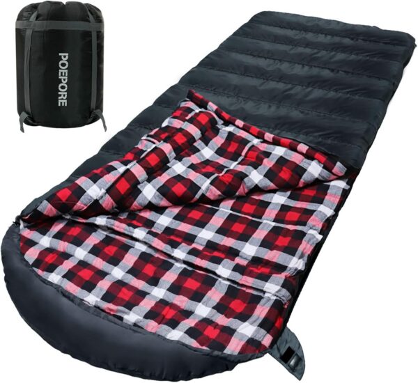 dff5d1161f05ebbd Poepore Schlafsack Outdoor Winter für Erwachsene Extra Breit 3-4 Jahreszeiten XXL Schlafsäcke Warmer Baumwolle Flanell Deckenschlafsack beim Camping Wandern Abenteuern 230 * 100CM