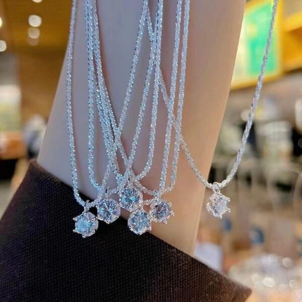dffbd11f175cf136 Popular S Sterling Sier Sparkling Necklace for Women Light Round White Diamond Pendant Galaxy Collar Chain Jewelry