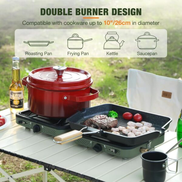 e0092d7a5512c5bd 2 Burner Propane Camping Stove,Portable Folding Gas Stove for Camping with 17200 BTU,Two Adjustable Burners with Easy Carrying Handle&Inlet Gas Pipe,Outdoor Camp Stove for Camping Backpacking