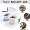 e00f6ec2665c9908 TAMAYKIM Tilted Ceramic Raised Cat Bowls, 8 OZ Food and Water Bowls Set for Kitty, Porcelain Elevated Stress Free Feeding Pet Dish, Dishwasher and Microwave Safe, 2 Pack (White & Grey)