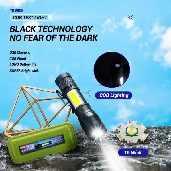 e020de8be79de6ab Mini Torch LED Rechargeable Portable USB Charging Flashlight High Power Bank Camping Waterproof Long Range Lantern