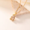 Classic Gold Plated Bear Necklace for Women Fashion Full Diamond Multi color Zircon Pendant Stainless Steel Chain