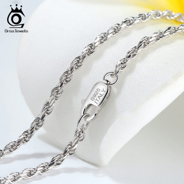 e022f33adc27ae65 ORSA JEWELS Sterling Diamond-Cut Rope Necklace for Women Men Fashion Sier Neck Chain Jewelry SC29