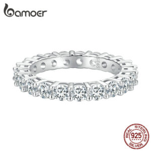 e028cb400fd694bc BAMOER Moissanite Full Eternity Band for Women Sterling Sier Diamond Wedding Engagement Ring