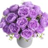 Artificial Peonies Silk Flowers, Faux Peony Bouquet 4 Bundles Florals Arrangements Decor for Farmhouse Home Boho Wedding Table Centerpiece, Fake Plastic Flowers Bulk for Vase Decoration (Pink Purple)