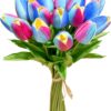 Mandy's 20pcs Red Artificial Tulip Silk Fake Flowers 13.5" for Mother's Day Easter Valentine’s Day Gifts in Bulk Home Kitchen Wedding Decorations