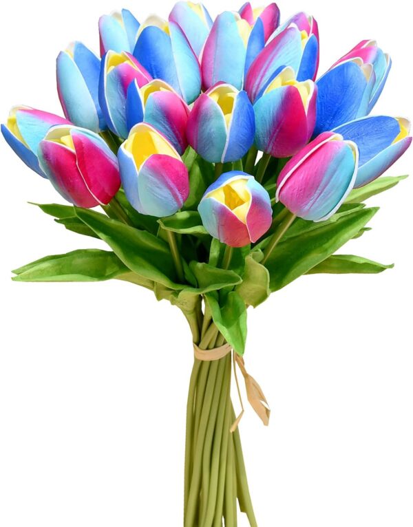Mandy's 20pcs Red Artificial Tulip Silk Fake Flowers 13.5" for Mother's Day Easter Valentine’s Day Gifts in Bulk Home Kitchen Wedding Decorations