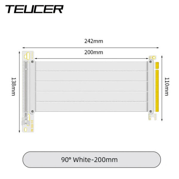 e0531a2bcbbab24c TEUCER PCI-E 4.0 X16 Riser Cable Video Card EMI Shielded High-Speed Flexible Extender PCI Express Gen 4 GPU Extension Cord