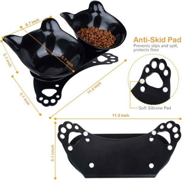 e075c8591eff1966 Anti Vomiting Cat Bowls - Elevated Tilted 15° Cat Food Bowl, Raised Plastic Cat Dishes with Non-Slip Rubber Base Stand Kitty Bowl for Cats (White)