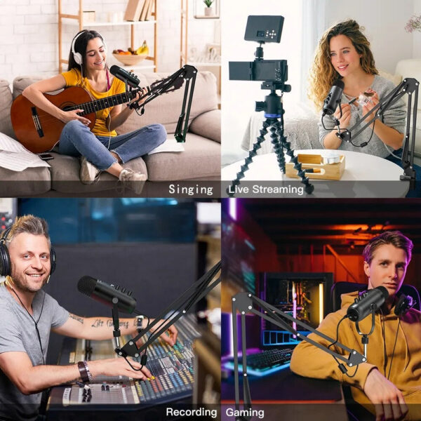 e0827fa2becde586 Professional USB Streaming Podcast PC Microphone Studio Cardioid Condenser Mic Kit with Boom Arm For Recording Twitch YouTube