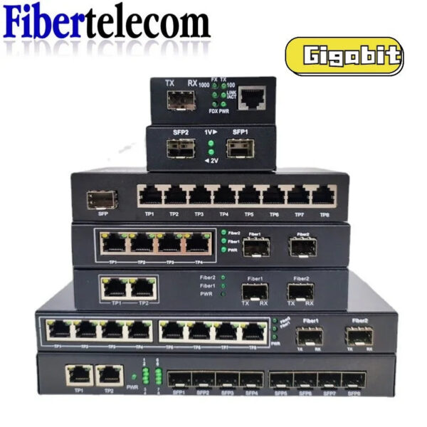 e095fa5b18c48465 Gigabit SFP Media converter SFP to 1/2/4/8 RJ45, 100/1000M fast Ethernet transceiver module, IP camera Fibre Channel switch