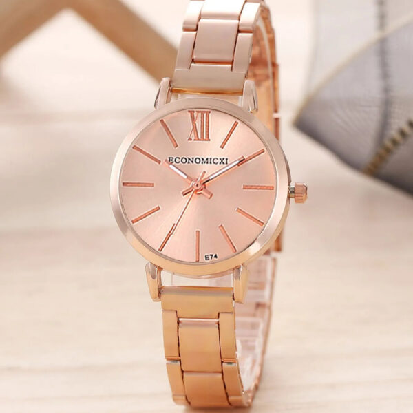 e0a98ed07fa3154e 6 PCS New Love Rhinestone Jewelry Ladies Ring Necklace Earrings Bracelet Set Simple Digital Steel Strap Quartz Watch