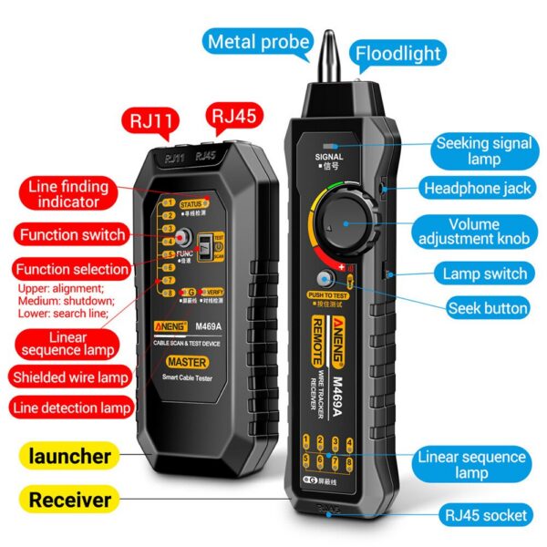 e0cd3dd57d8ae9c4 ANENG M469A RJ45 RJ11 LAN Cable Finder Tester Anti-Interference Testing Instrument Network Repair