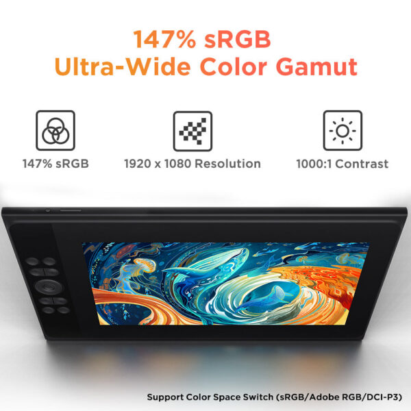 e0d2b9ff44a22585 Ugee UE12 Plus 147% sRGB 11.9 inch Drawing Monitor Scroll Wheel 8 Shortcut Keys Art Tablet with for PC Android