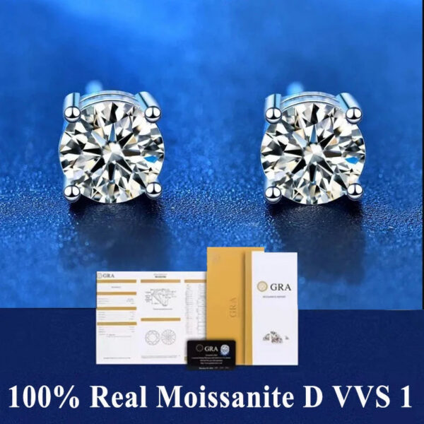 e0db17cc87d0b7d6 GRA 100% Real Sterling Silver With 2 Certificates Moissanite 6 prong Earrings D Color Stud For Women Top Quality Wedding Jewelry