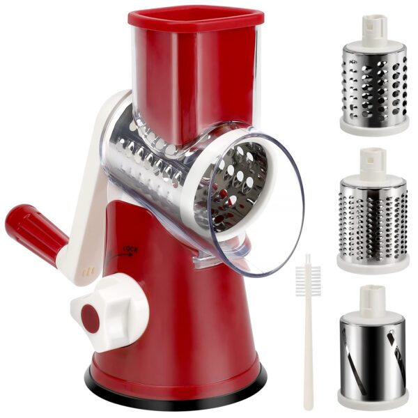YNNICO Rotary Grater - Manual Mandoline Non-slip Suction Base, Vegetable Slicer
