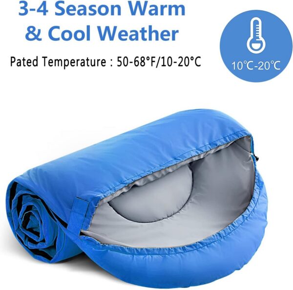 Schlafsack Outdoor,Blauer Tragbarer Schlafsack 4 Jahreszeiten 210 * 75cm, mit Kissen und Augenmaske und Ohrstöpsel, Geeignet Schlafsack Erwachsene und Kinder für Camping, Strand und Wandern