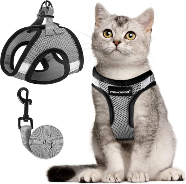 e104f6b38e0eeb0c Cat Harness and Leash Set for Walking Escape Proof, Kitten Adjustable Small Large Lightweight Soft Vest Harness and Leash(Medium, Green)
