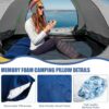 e10b51d4d9eb01a5 2 Pack Camping Pillow for Sleeping Shredded Memory Foam Travel Pillow with Storage Bag, Compressible Portable Pillow for Outdoor Camp Backpacking Hiking Essential Gear (Blue, Small)