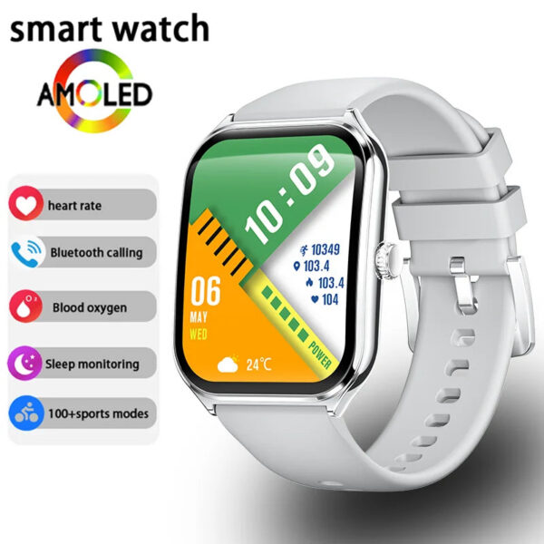 e1370ba2f815ab38 New Ultra Thin Smart Watch men 1.96" AMOLED HD Pixel Display Always Show Time BT Call Reminder Smartwatch Ladies For Android iOS