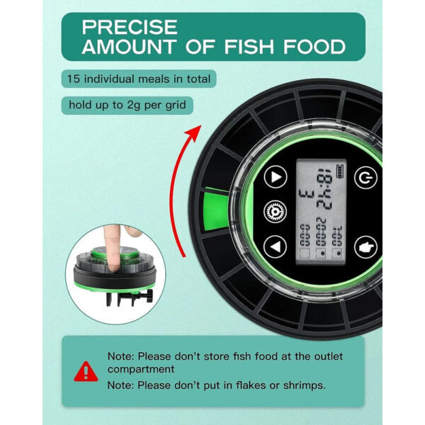 Fish for Aquarium Automatic Food Dispenser Rechargeable Timer Feeder with USB Cable LCD Display