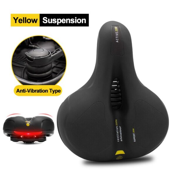 e1725531289c2d68 Hollow Breathable Bicycle Men Women MTB Road Saddle Shock Absorbing Comfortable Big Butt Bike Seat Safety Warning