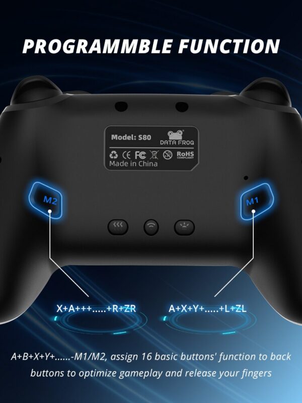 DATA FROG Wireless Controller For Nintendo Switch OLED/Lite Console Pro Gamepad with 1000Mah Battery Programmable Turbo Function